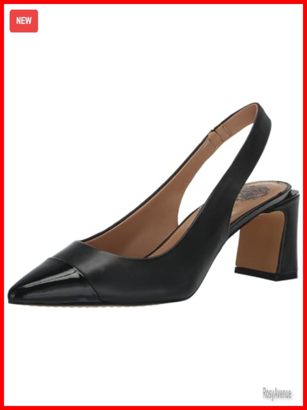 Slingback Pump Pointed Toe Block Heel Leather Cushioned Slip-On